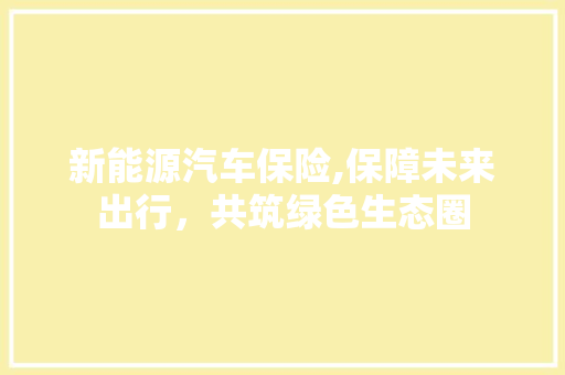新能源汽车保险,保障未来出行，共筑绿色生态圈