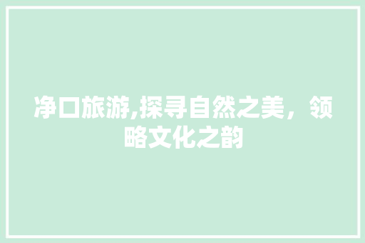 净口旅游,探寻自然之美，领略文化之韵