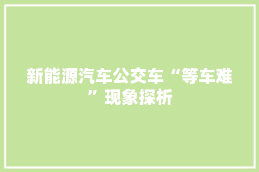 新能源汽车公交车“等车难”现象探析  第1张