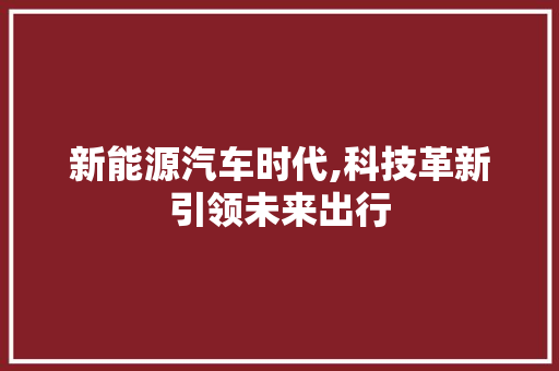 新能源汽车时代,科技革新引领未来出行  第1张