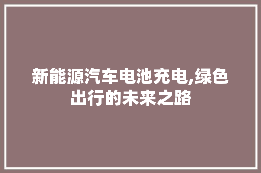 新能源汽车电池充电,绿色出行的未来之路  第1张