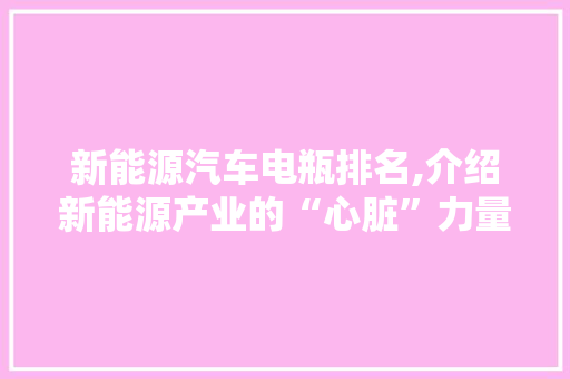 新能源汽车电瓶排名,介绍新能源产业的“心脏”力量  第1张