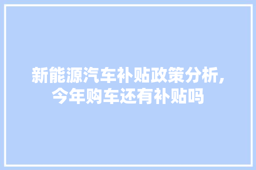 新能源汽车补贴政策分析,今年购车还有补贴吗  第1张