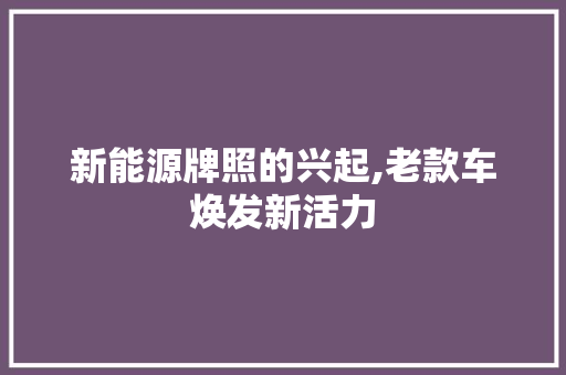 新能源牌照的兴起,老款车焕发新活力