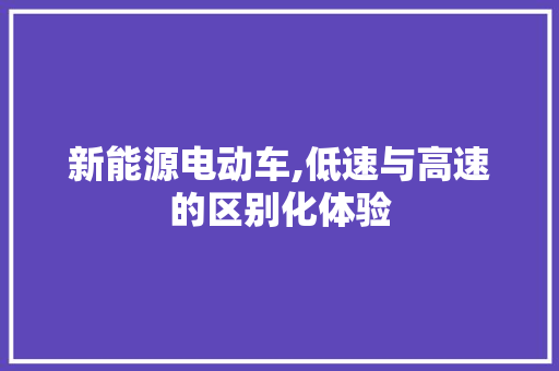 新能源电动车,低速与高速的区别化体验  第1张