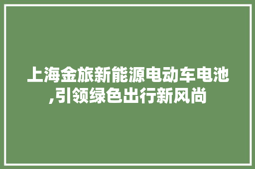 上海金旅新能源电动车电池,引领绿色出行新风尚  第1张