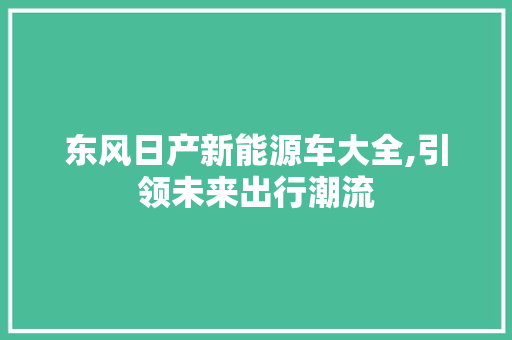 东风日产新能源车大全,引领未来出行潮流  第1张