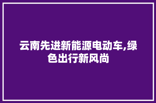 云南先进新能源电动车,绿色出行新风尚  第1张