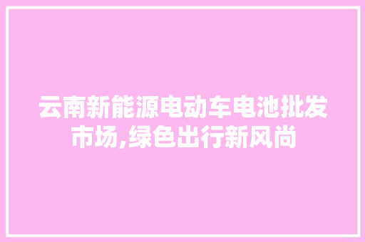 云南新能源电动车电池批发市场,绿色出行新风尚  第1张