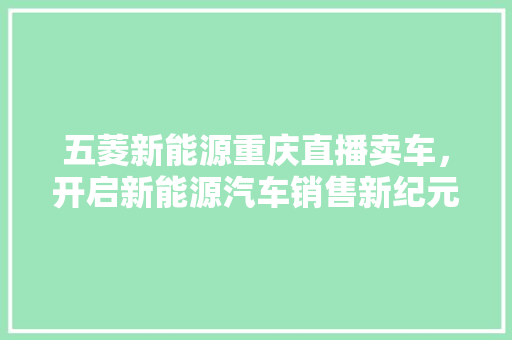 五菱新能源重庆直播卖车，开启新能源汽车销售新纪元  第1张