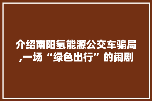 介绍南阳氢能源公交车骗局,一场“绿色出行”的闹剧  第1张