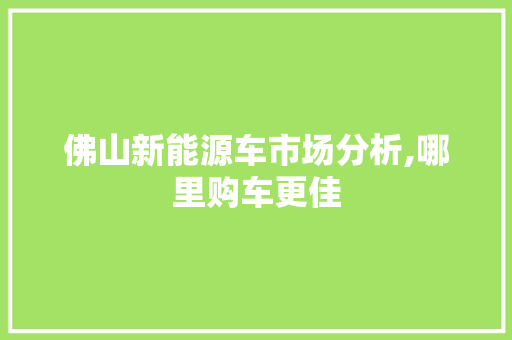 佛山新能源车市场分析,哪里购车更佳  第1张