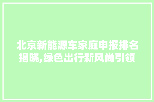 北京新能源车家庭申报排名揭晓,绿色出行新风尚引领未来生活  第1张