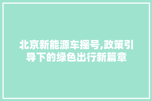 北京新能源车摇号,政策引导下的绿色出行新篇章  第1张