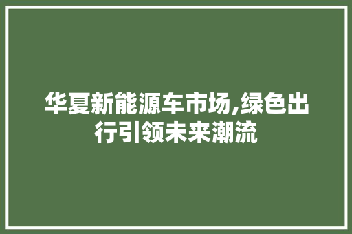 华夏新能源车市场,绿色出行引领未来潮流  第1张