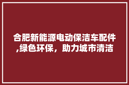 合肥新能源电动保洁车配件,绿色环保，助力城市清洁革命  第1张