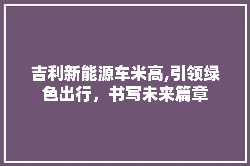吉利新能源车米高,引领绿色出行，书写未来篇章  第1张