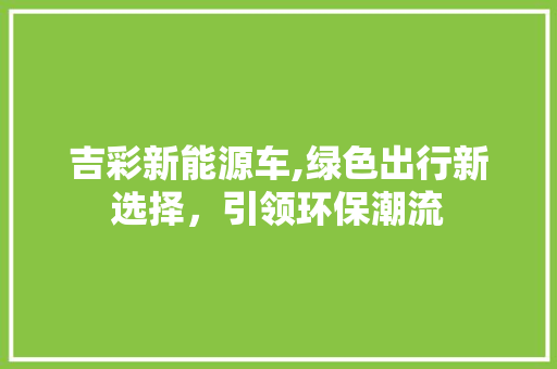 吉彩新能源车,绿色出行新选择，引领环保潮流
