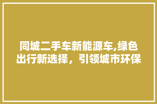 同城二手车新能源车,绿色出行新选择，引领城市环保潮流  第1张