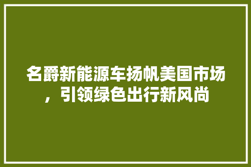 名爵新能源车扬帆美国市场，引领绿色出行新风尚  第1张