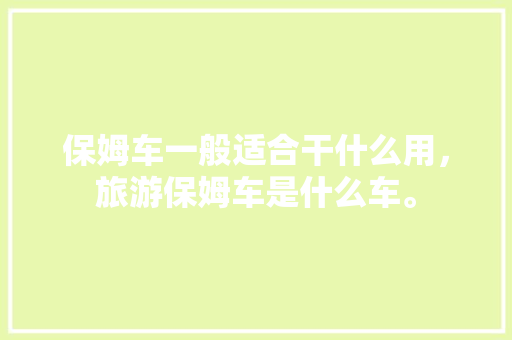 保姆车一般适合干什么用，旅游保姆车是什么车。