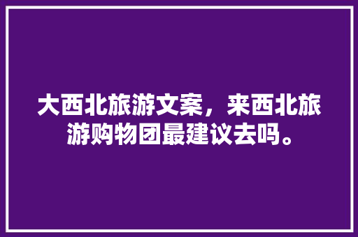 大西北旅游文案，来西北旅游购物团最建议去吗。