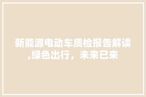 新能源电动车质检报告解读,绿色出行，未来已来  第1张