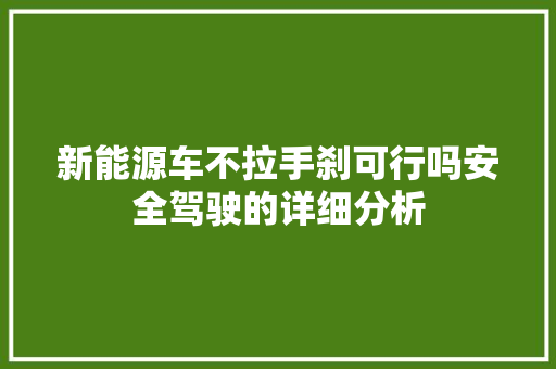 新能源车不拉手刹可行吗安全驾驶的详细分析  第1张