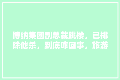 博纳集团副总裁跳楼，已排除他杀，到底咋回事，旅游停摆什么意思。
