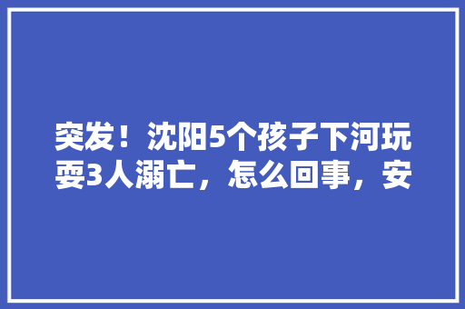 突发！沈阳5个孩子下河玩耍3人溺亡，怎么回事，安全培训旅游心得体会。