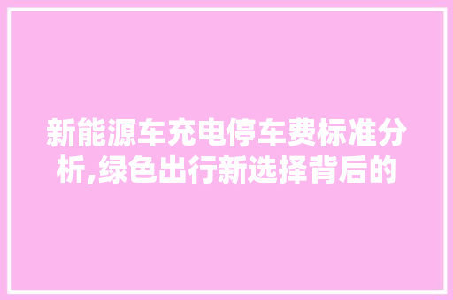 新能源车充电停车费标准分析,绿色出行新选择背后的经济考量