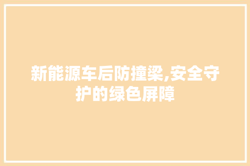 新能源车后防撞梁,安全守护的绿色屏障