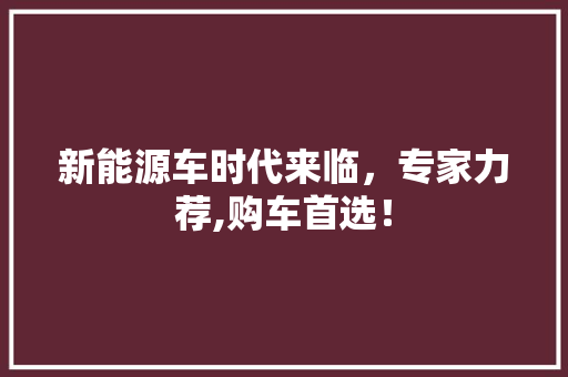 新能源车时代来临，专家力荐,购车首选！