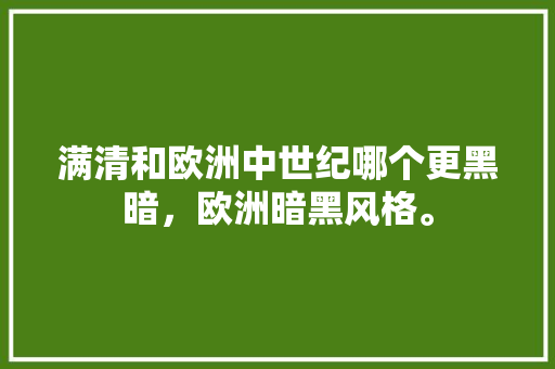 满清和欧洲中世纪哪个更黑暗，欧洲暗黑风格。