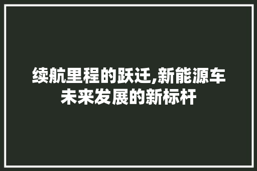 续航里程的跃迁,新能源车未来发展的新标杆