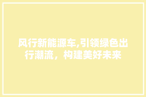 风行新能源车,引领绿色出行潮流，构建美好未来