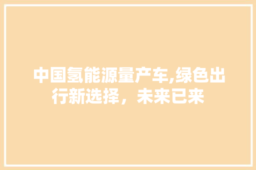 中国氢能源量产车,绿色出行新选择，未来已来  第1张
