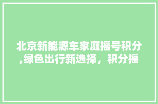 北京新能源车家庭摇号积分,绿色出行新选择，积分摇号助力家庭环保梦