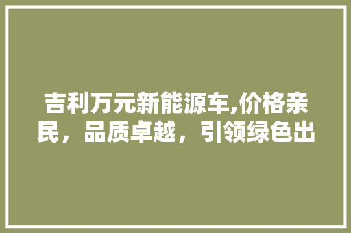 吉利万元新能源车,价格亲民，品质卓越，引领绿色出行新风尚