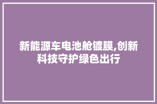 新能源车电池舱镀膜,创新科技守护绿色出行