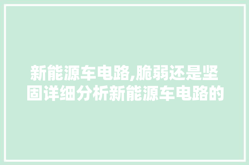 新能源车电路,脆弱还是坚固详细分析新能源车电路的可靠性