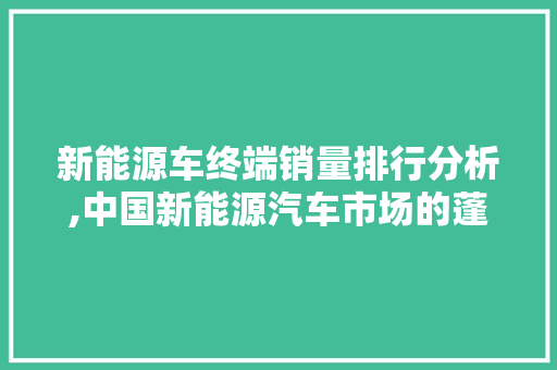 新能源车终端销量排行分析,中国新能源汽车市场的蓬勃发展