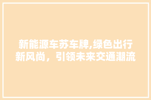 新能源车苏车牌,绿色出行新风尚，引领未来交通潮流