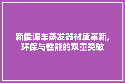 新能源车蒸发器材质革新,环保与性能的双重突破