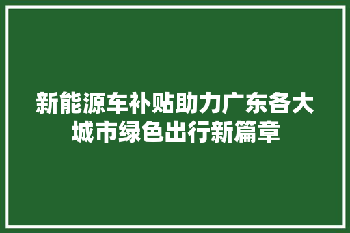 新能源车补贴助力广东各大城市绿色出行新篇章  第1张