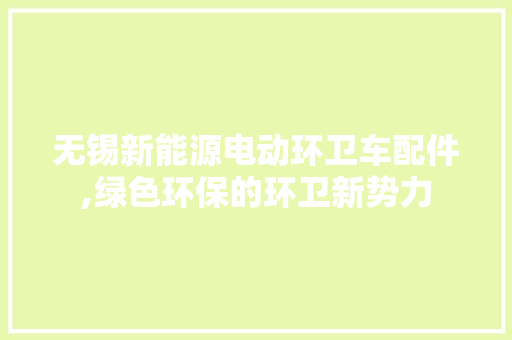 无锡新能源电动环卫车配件,绿色环保的环卫新势力