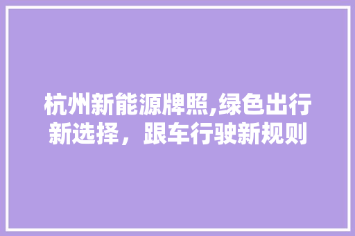 杭州新能源牌照,绿色出行新选择，跟车行驶新规则