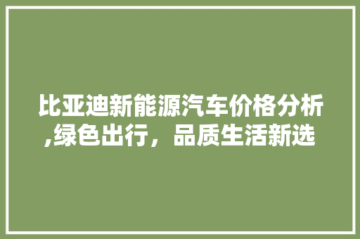 比亚迪新能源汽车价格分析,绿色出行，品质生活新选择