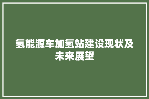 氢能源车加氢站建设现状及未来展望
