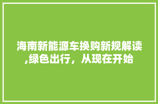 海南新能源车换购新规解读,绿色出行，从现在开始